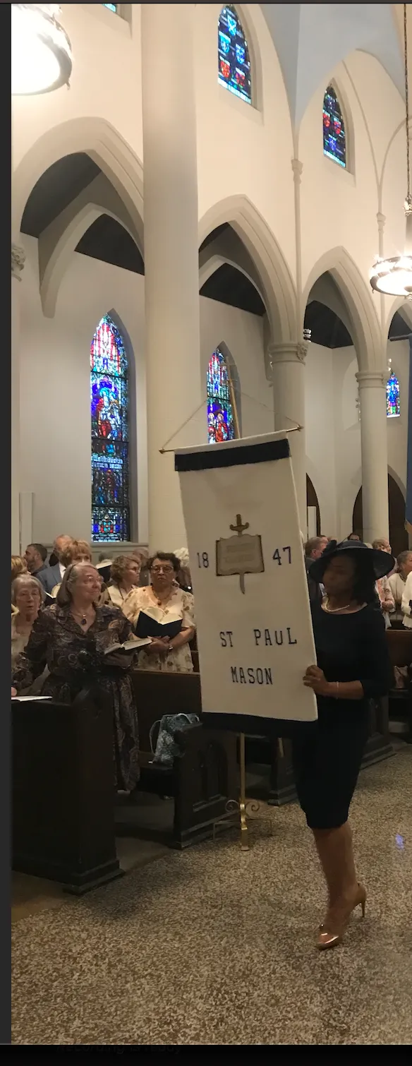 A St. Paul banner carried in procession during service